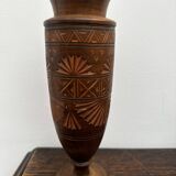 Turned and carved wooden vase, mid-20th century