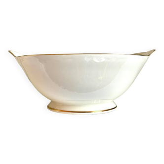 Pillivuyt white and gold porcelain eared salad bowl, "Eva" service