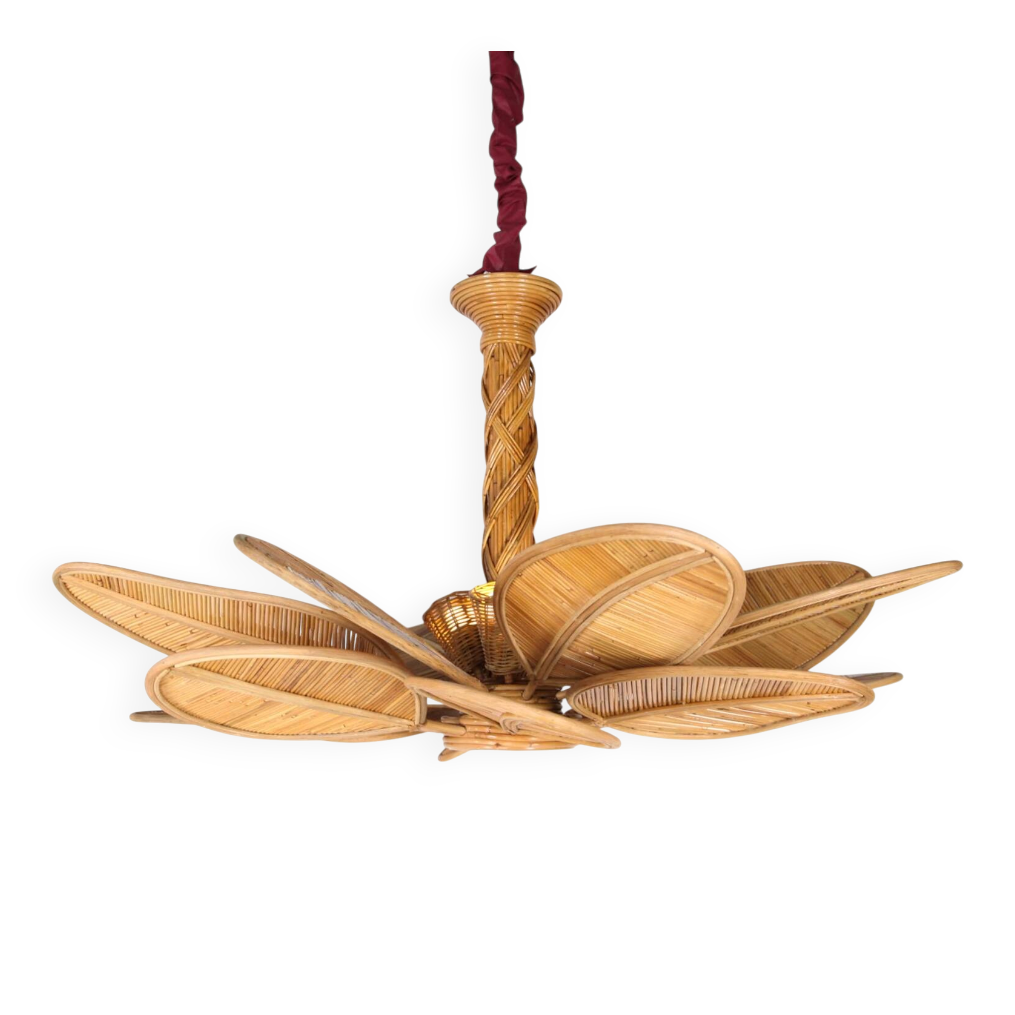 Rattan "leaf" chandelier