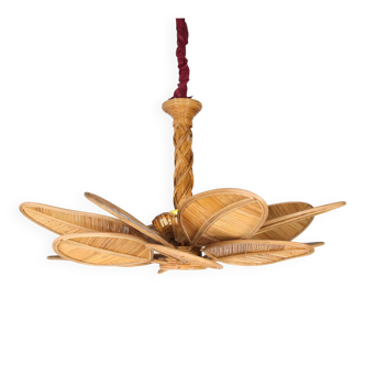 Lustre « feuilles » en rotin