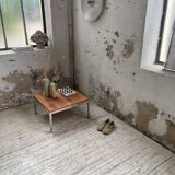 Walnut and modernist chrome coffee table