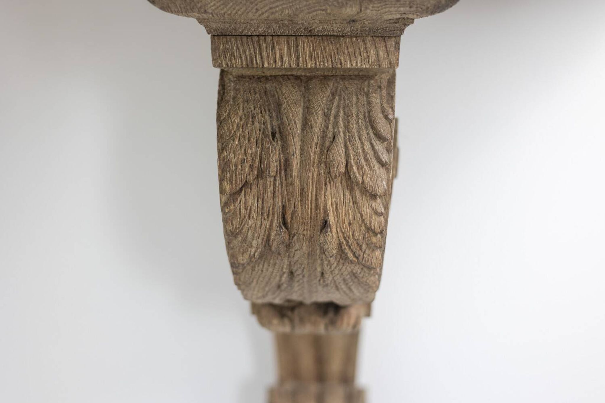 Jean-Charles Moreux. Console in carved oak and marble. 1940s.