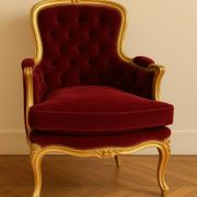 Louis XV armchair in gilded wood and garnet red velvet