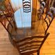 Large antique dining table in wrought iron and smoked glass,