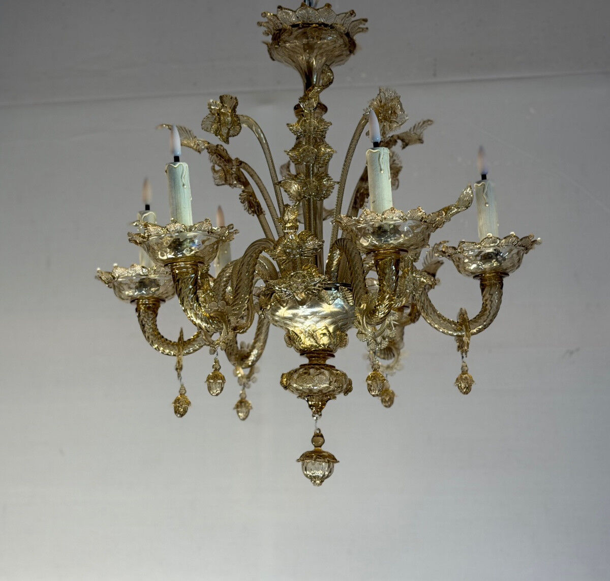 Venetian glass chandelier from Murano, green, circa 1920.