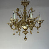 Venetian glass chandelier from Murano, green, circa 1920.