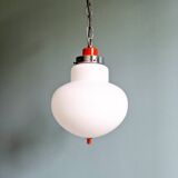 Space Age pendant light in white opaline, Massive, 1970