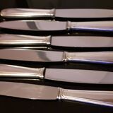 Set of 6 table knives / Silver metal handles