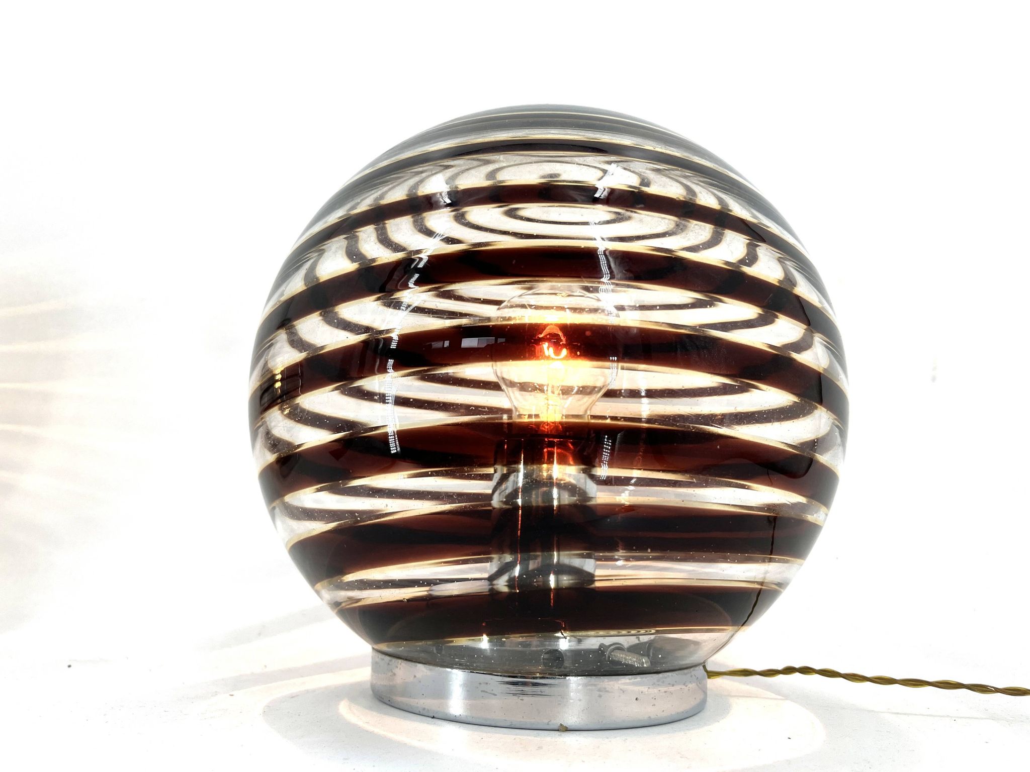 Pair of murano swirl glass table lamps, 1970s