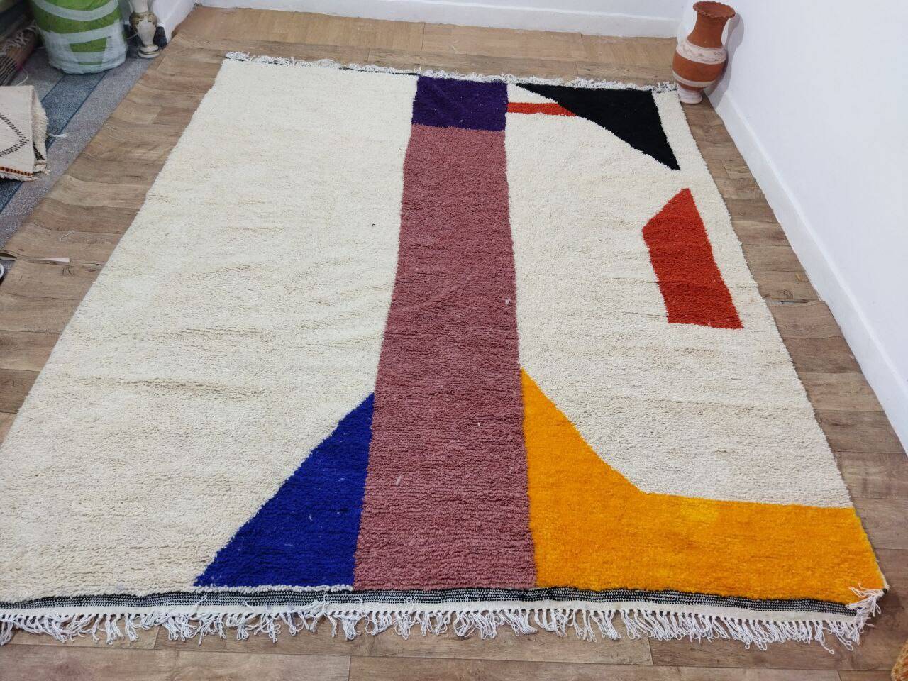 Handmade wool Berber rug 304 x 257 cm