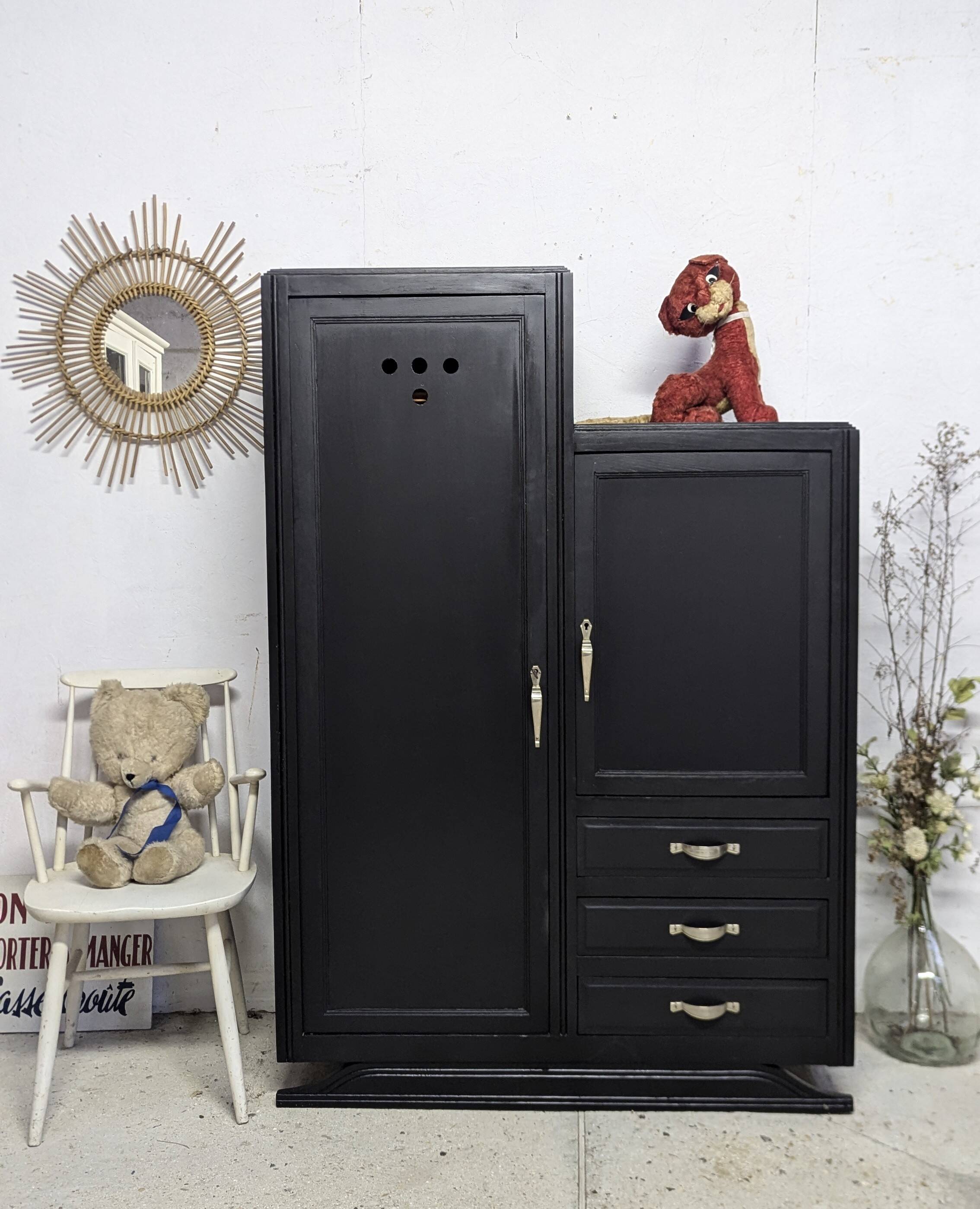 Wardrobe combo linen closet dresser Parisian patina