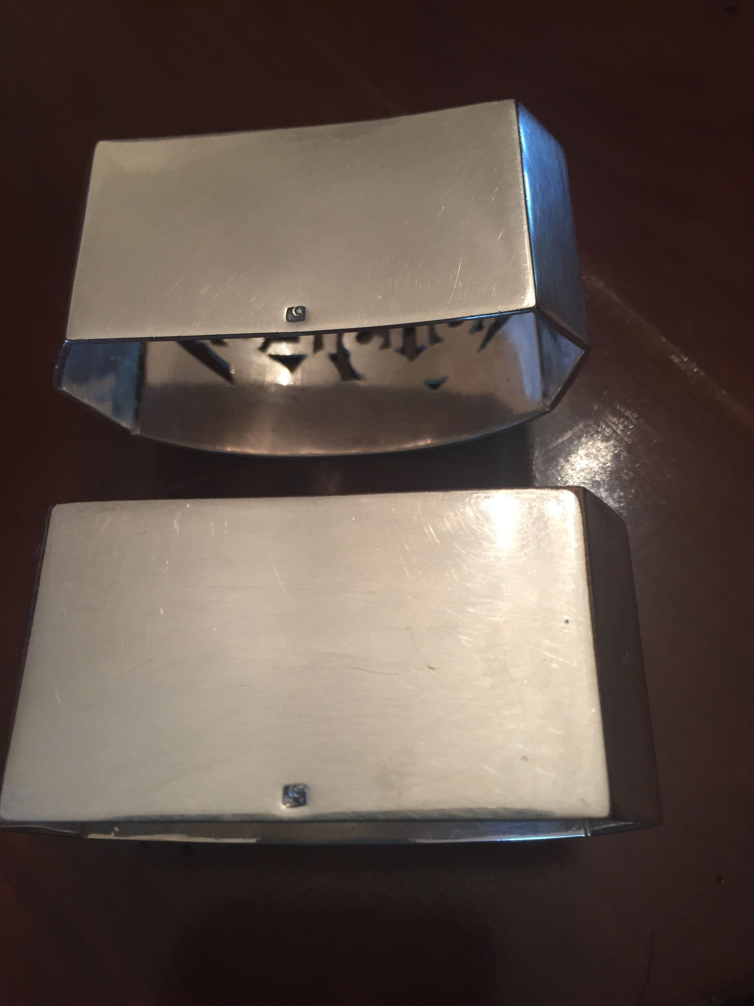 2 Old silver towel rounds