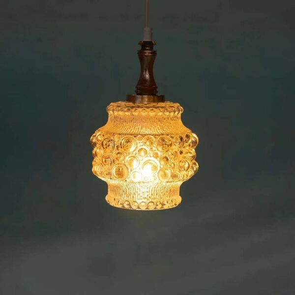 Suspension en verre scandinave vintage, suspension en verre à bulles