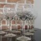 Set of 10 crystal foot "balloon" red wine glasses from the 40s-50s