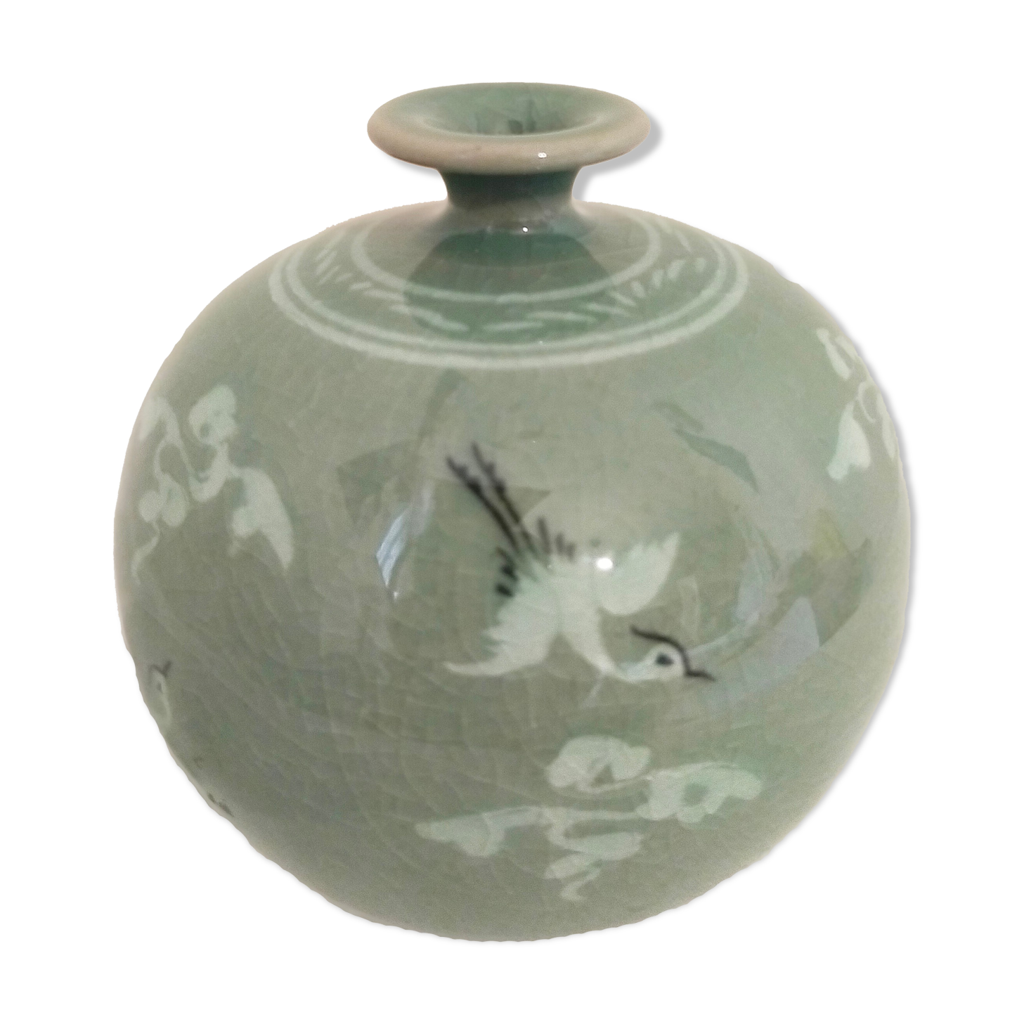Vase céladon en porcelaine ancien traditionnel coréen