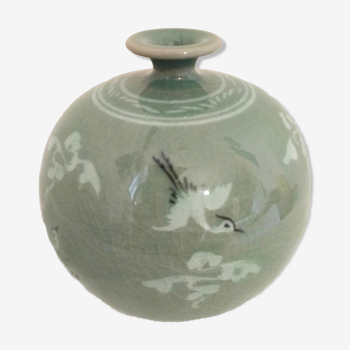 Celadon vase made of traditional Korean ancient porcelain