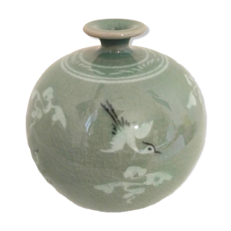 Celadon vase made of traditional Korean ancient porcelain