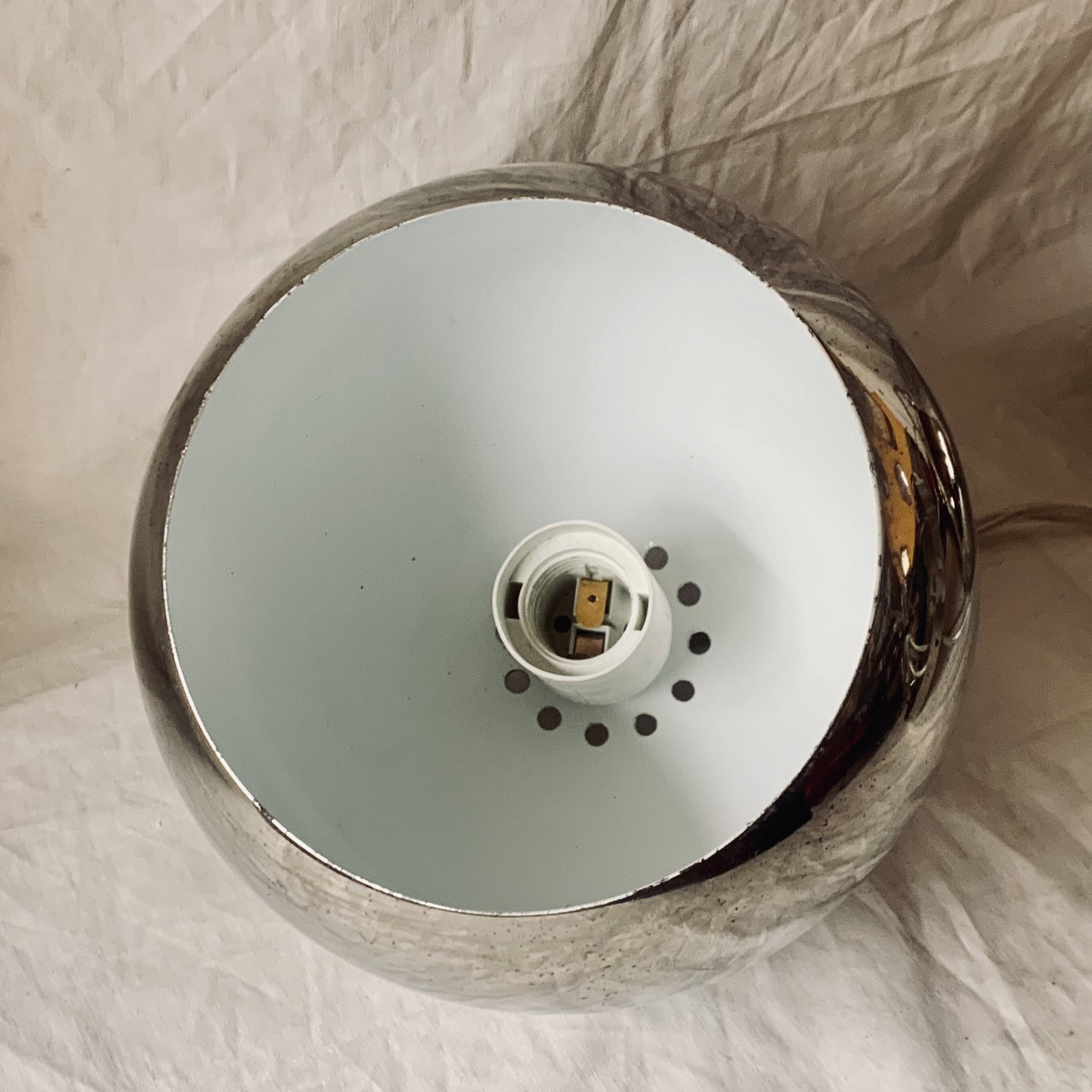 Space Age waterfall pendant light with 3 globes in chrome metal