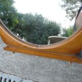 Miroir rond sur meuble 60's