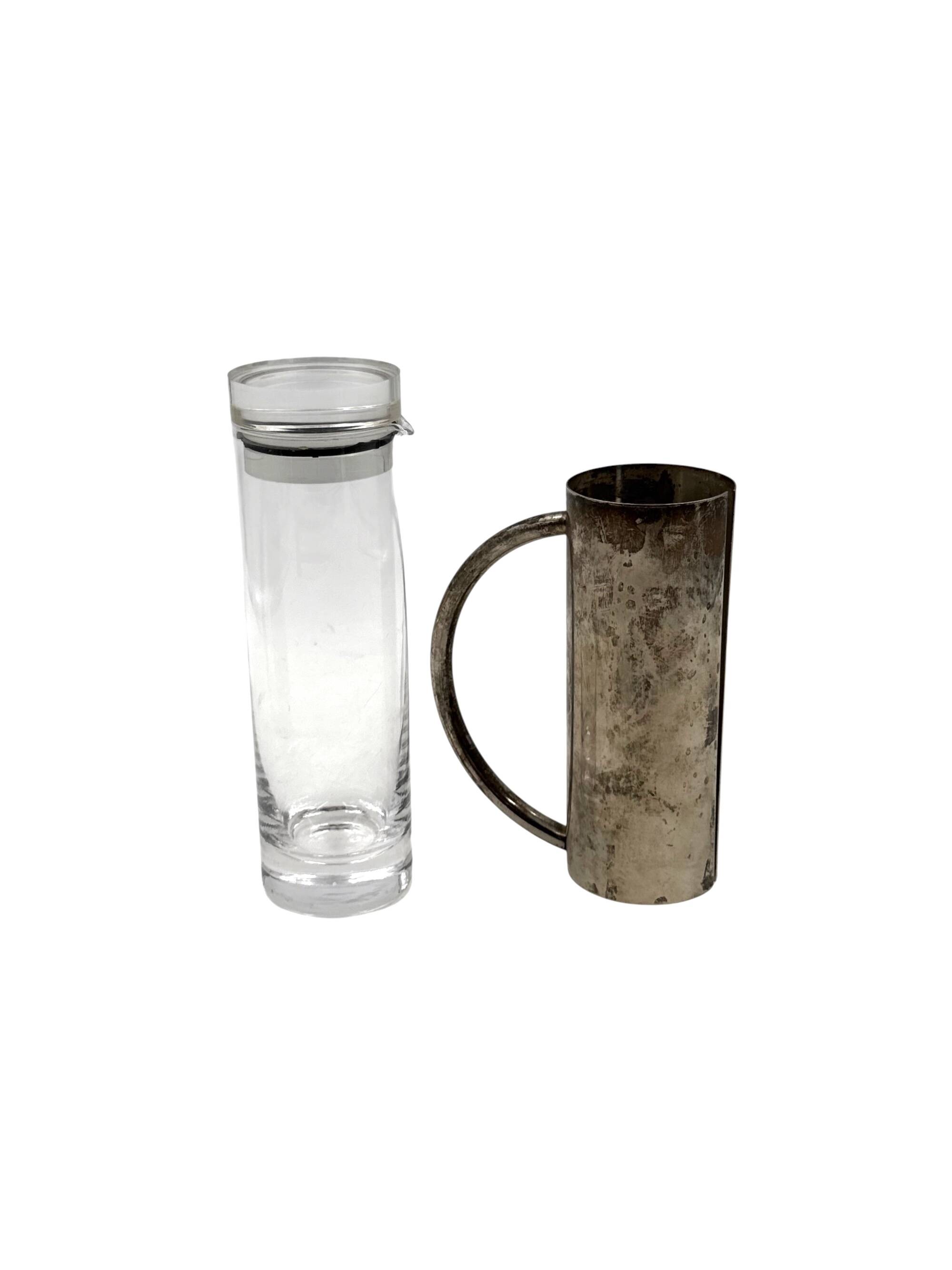 Modern silverplated and glass cruet mod. Oilvine, Lino Sabattini Italy 1970