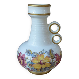 Petit vase en céramique ker vitrex motif floral vintage
