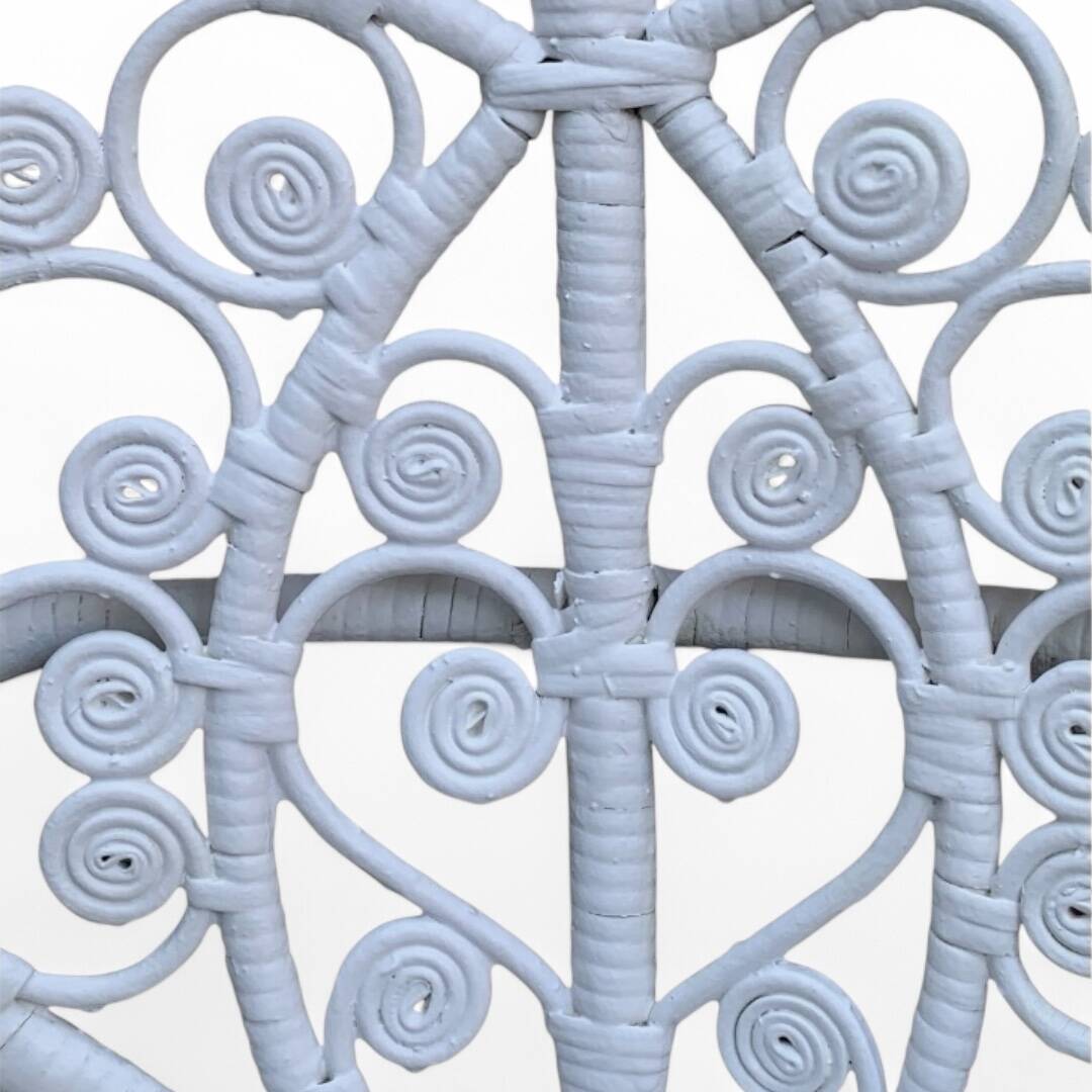 Peacock heart chair, white rattan, 1970s