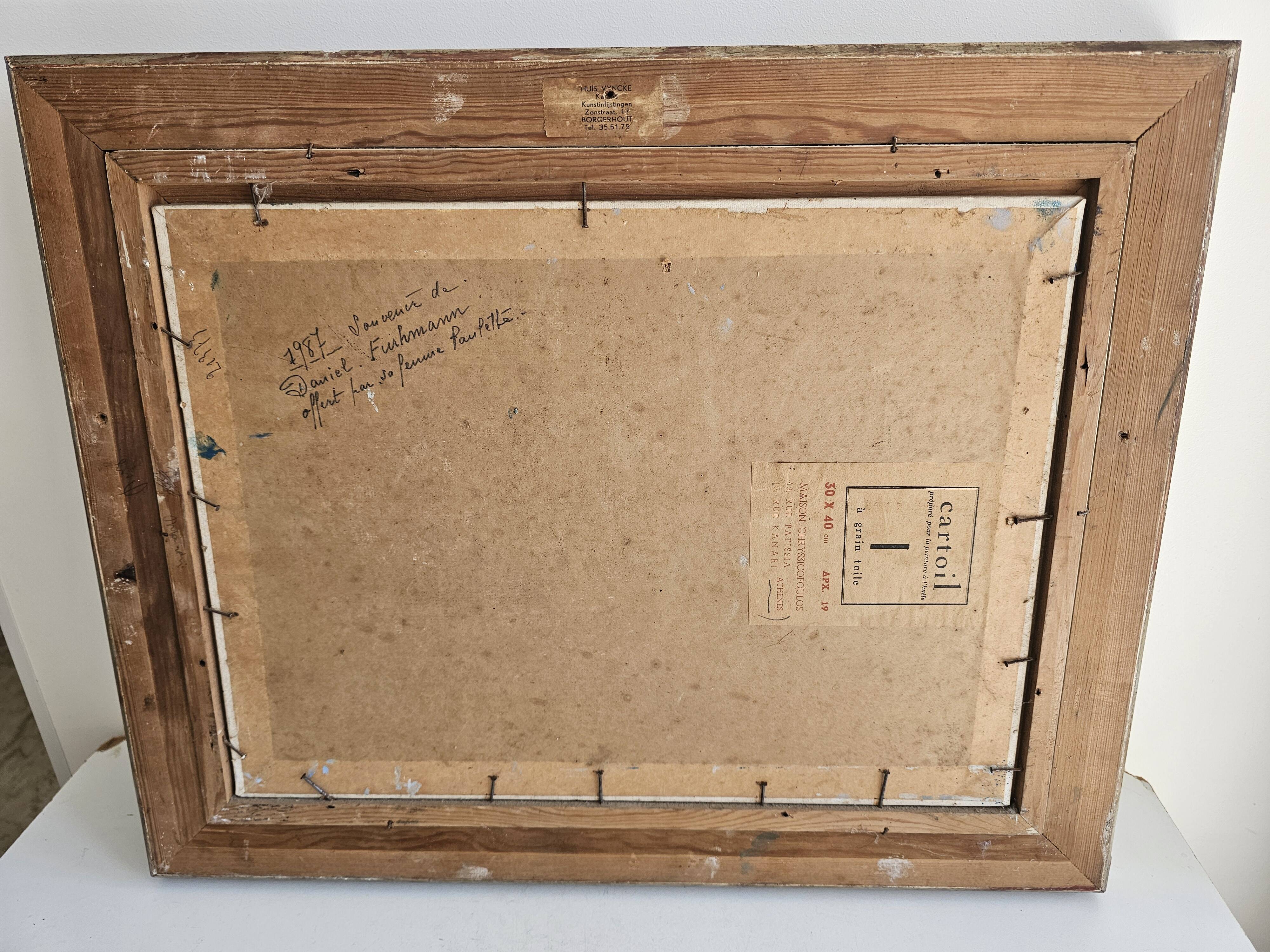 Tableau Huile sur Carton Paysage Grèce Marine - Signé René Marie Dujardin