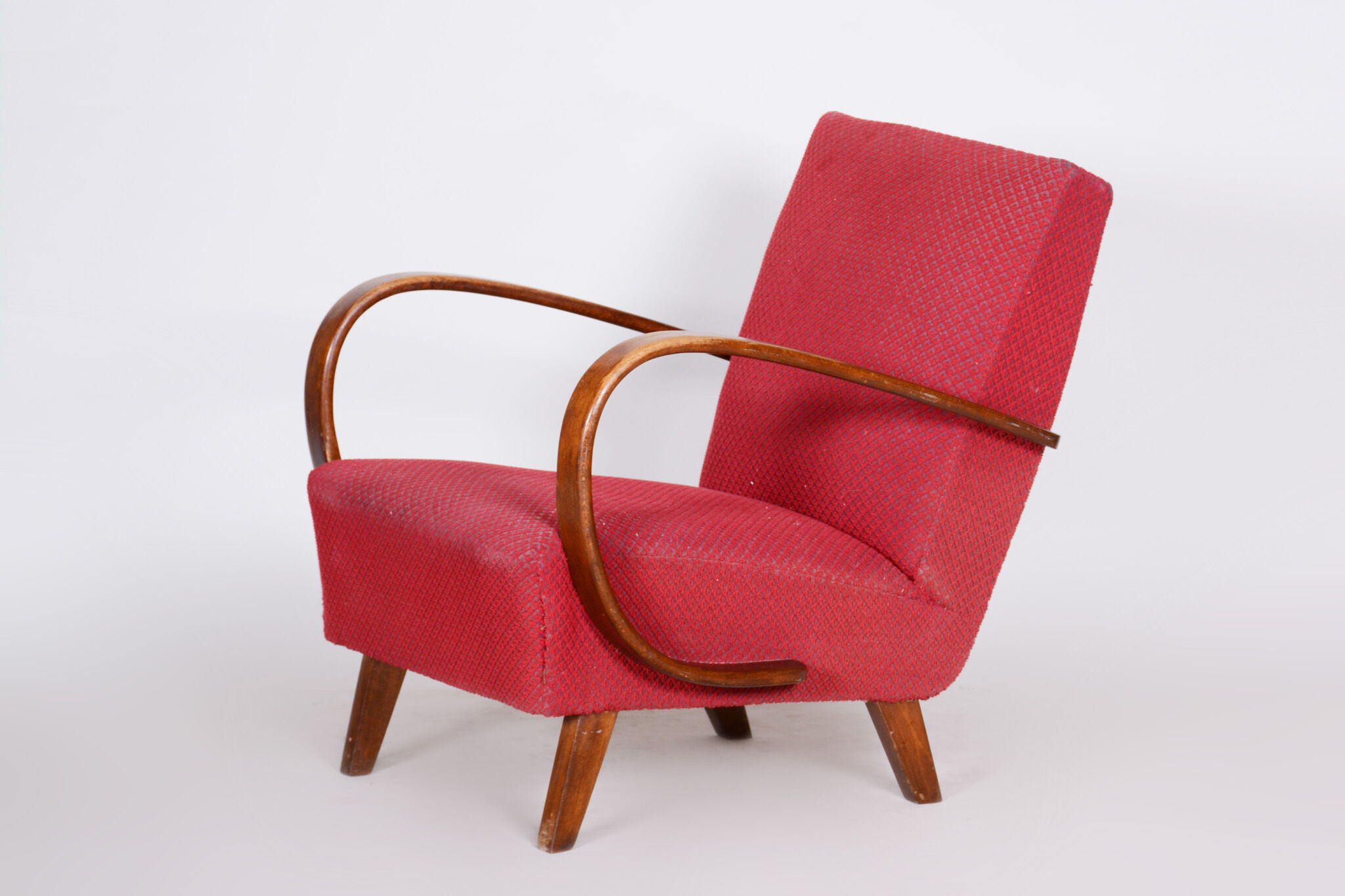Red art deco armchair - 1930s czechia