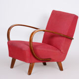 Red art deco armchair - 1930s czechia