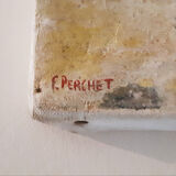 Oil painting snow landscape