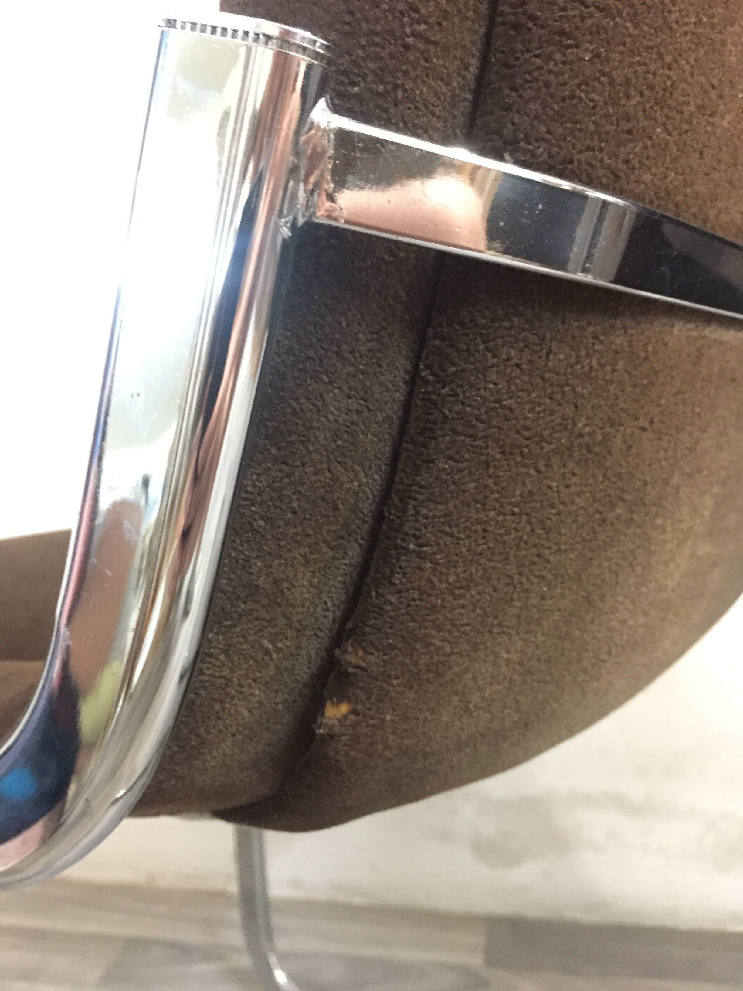 Pair velvet chairs & chrome, 1970