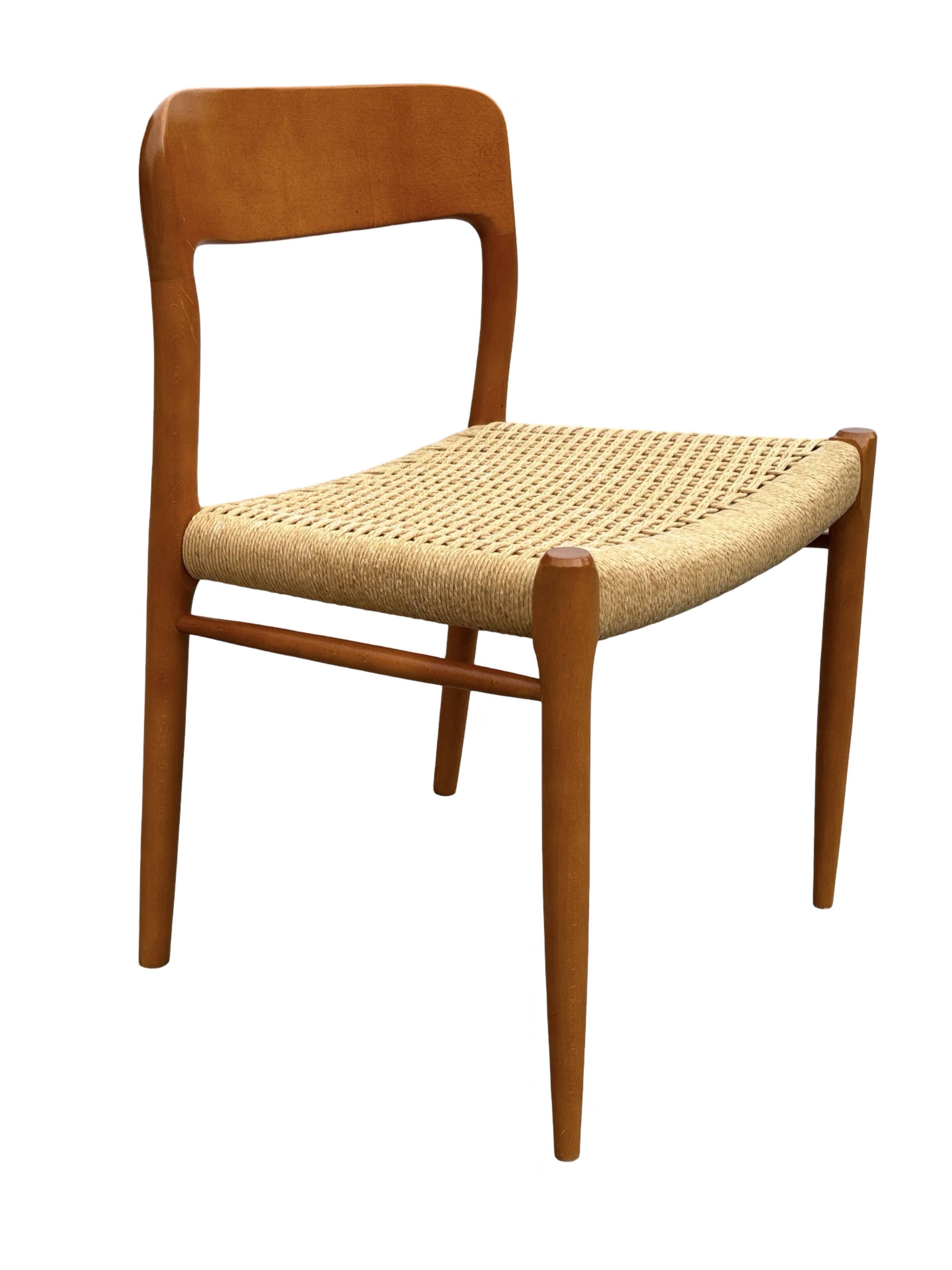 Set of 4 JL Moller model 75 chair by Niels Otto Moller Danish Design