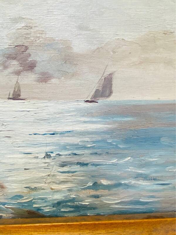 Painting: seascape - seaside in Brittany signed À Jabiol around 1900