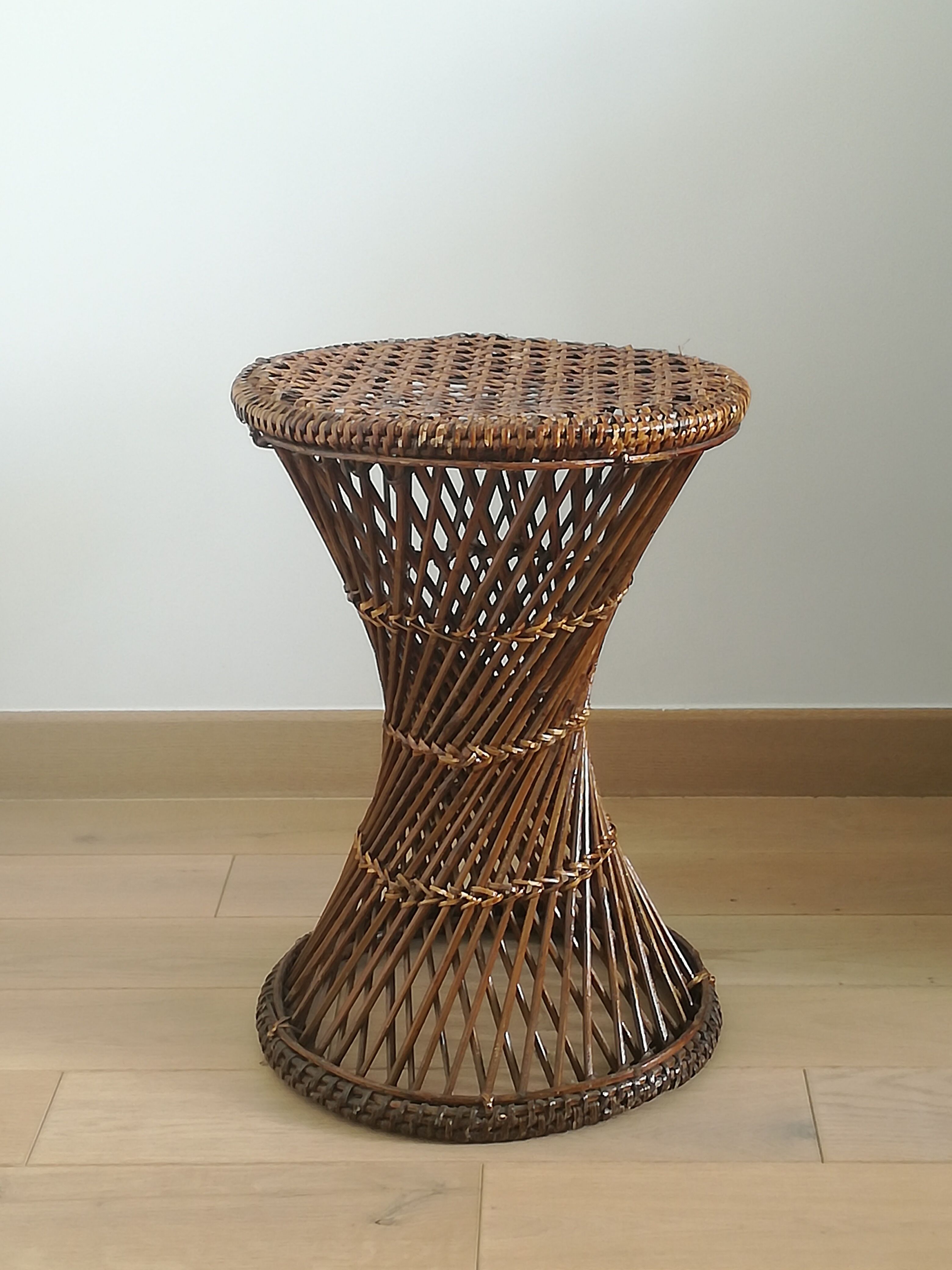 Diabolo model vintage rattan stool