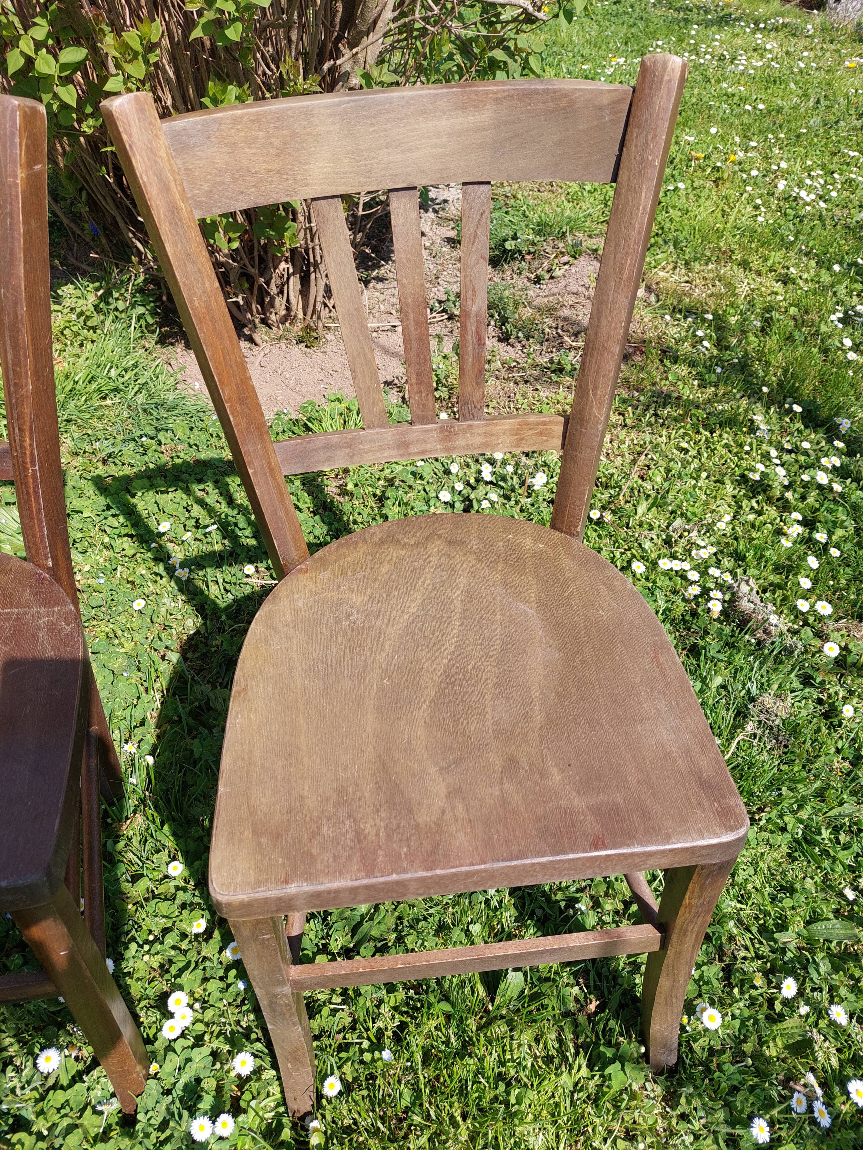 2 vintage wooden bistro chairs