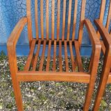 Stackable chair-armchair in solid teak with cushion by Vlaemynck