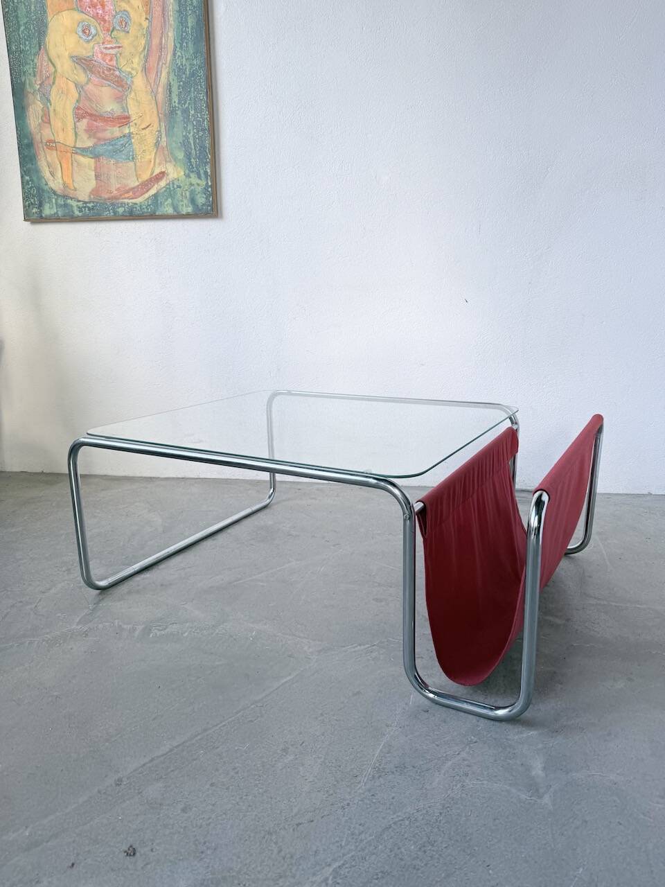 Table basse moderniste Bauhaus en acier tubulaire