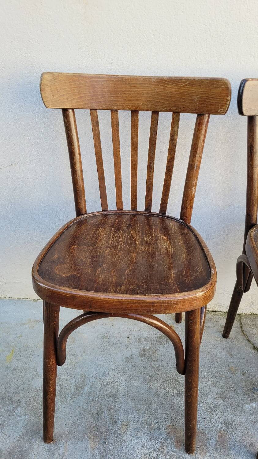 Set of 4 vintage Baumann style bistro restaurant chairs 1950s
