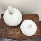 Duo of soliflore vases in white blown glass