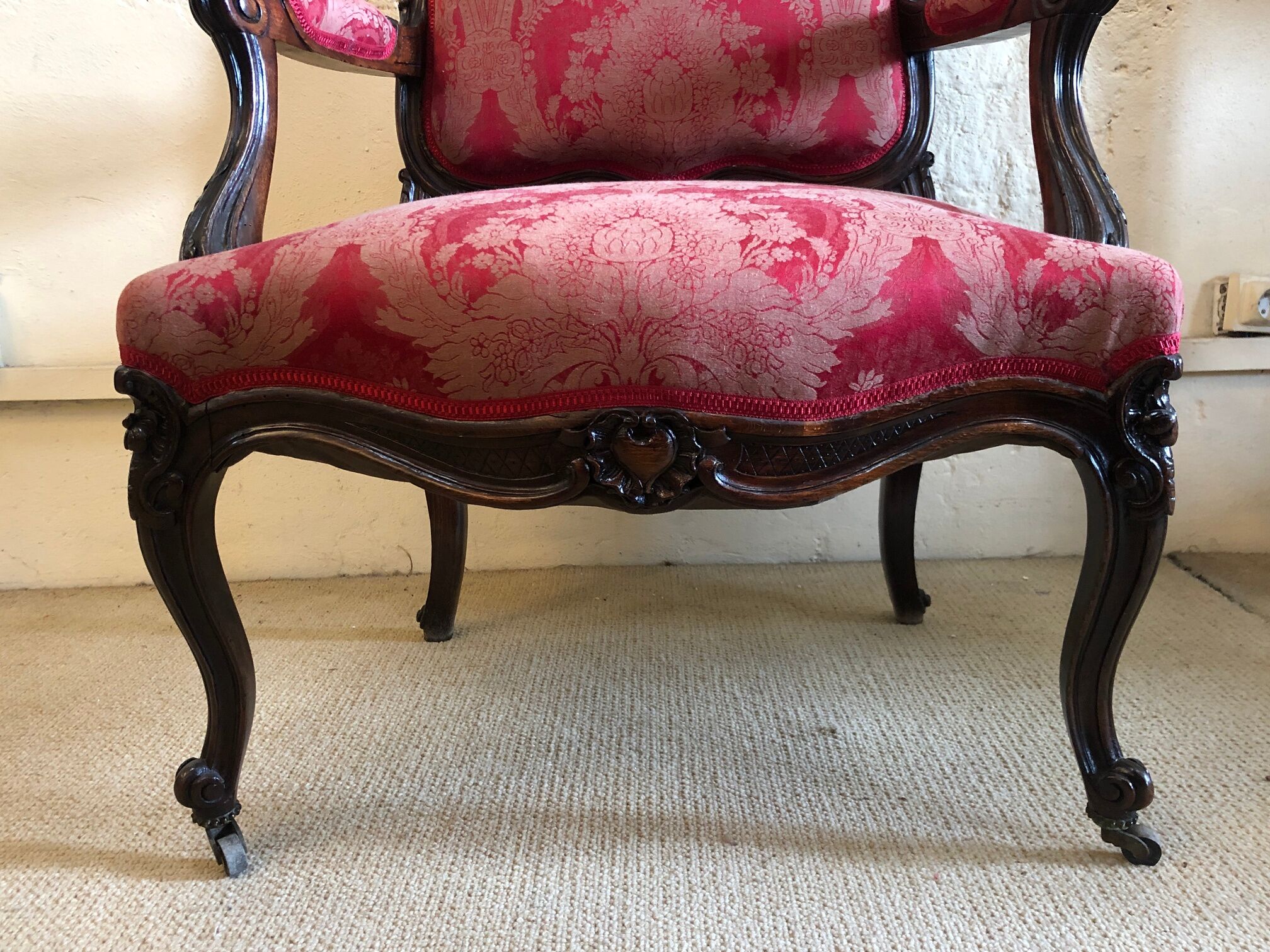 False pair of Louis XV style armchairs, nineteenth century