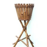 Tripod wood and bamboo planter