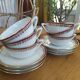 6 Pillivuyt pink and gold porcelain coffee cups