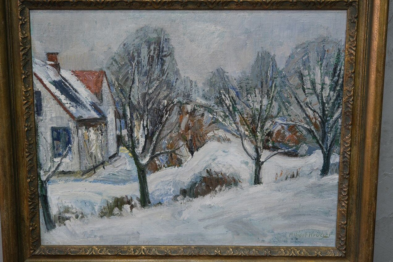 Albert krüger (1885-1965), scandinavian painting, 1930s , framed