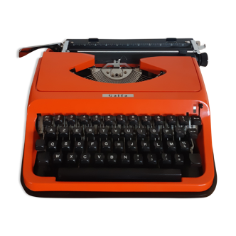 Vintage portable typewriter, red, Galfa, functional