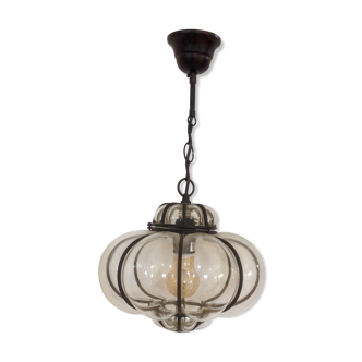 Suspension blown glass and wrought iron