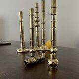 Very Rare Modular Scandinavian Brass Candlestick, 33-Piece Mid-Century Plug