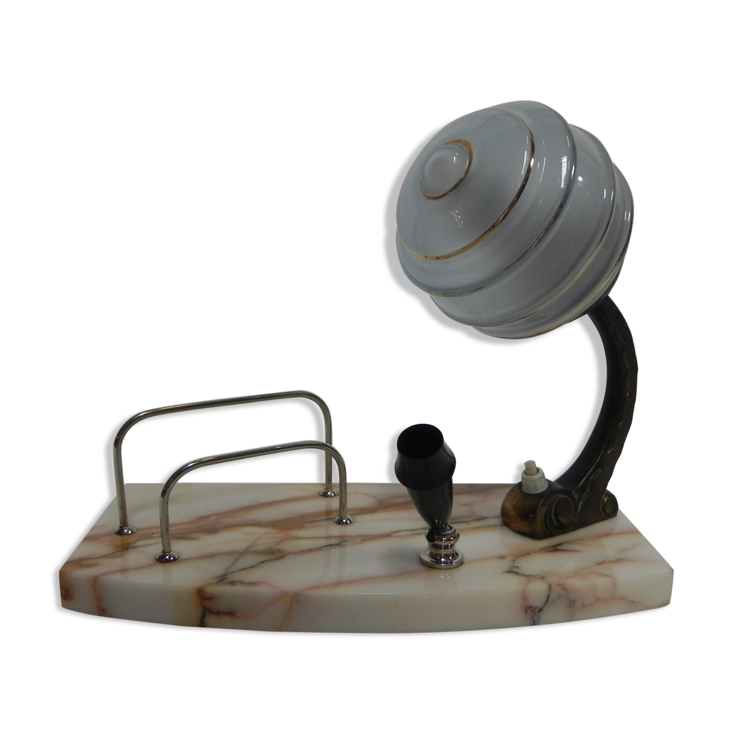 Art deco desk lamp with pen and letter holder