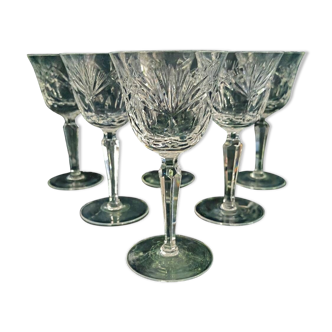 Cut white wine glasses