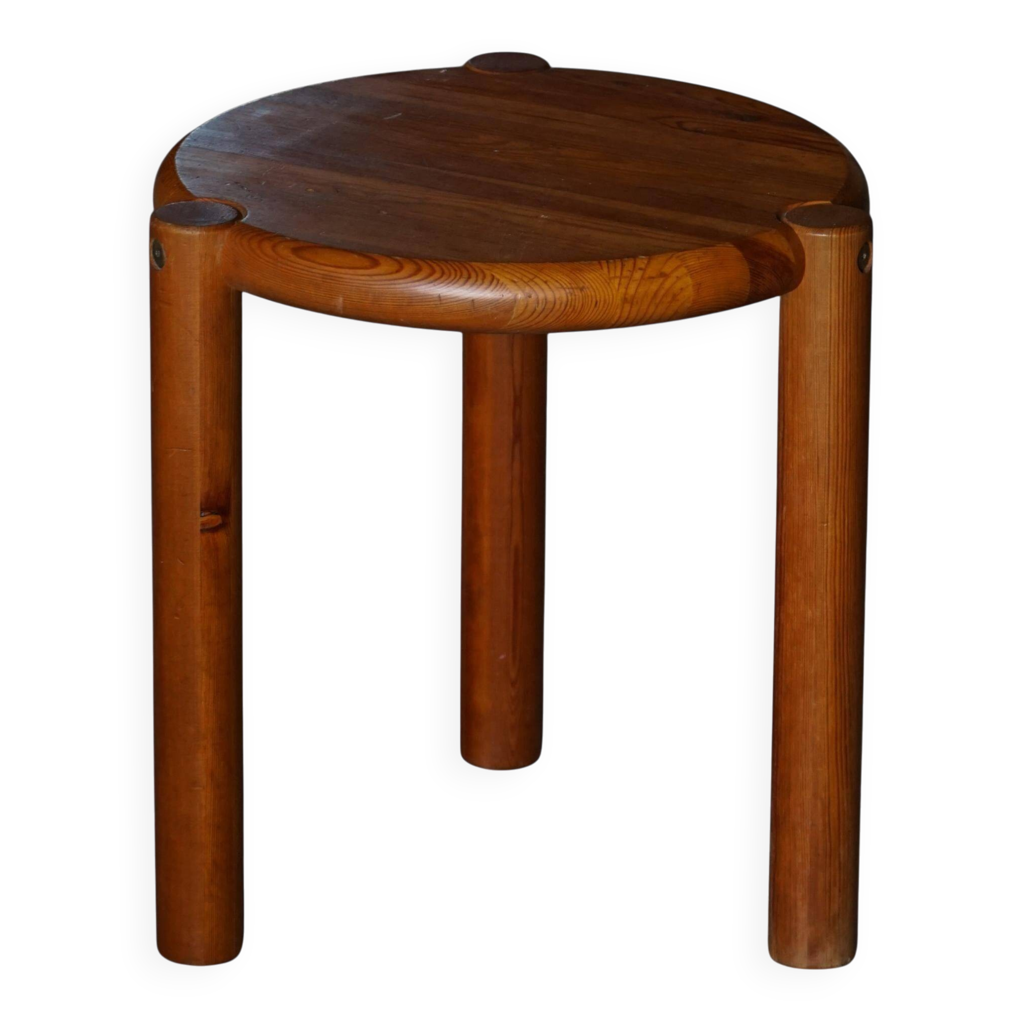Modern Scandinavian tripod stool from the 20th century with a circular seat, 1970s.