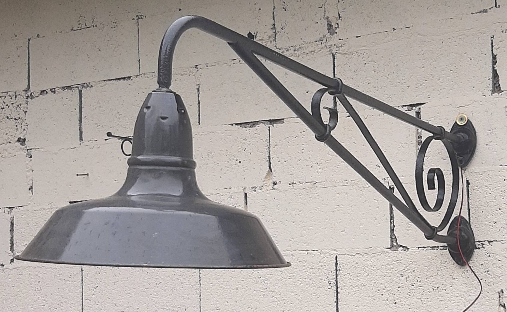 large wrought iron gallows lamp